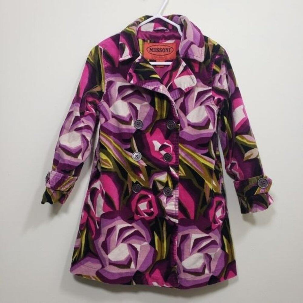 Missoni for Target floral trench velvet feel double breasted‎ coat girls 2T - 3T